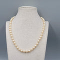 Vtg Glass Bead Necklace Imitation Pearl Hand Knotted Gold tone Filigree Clasp 8"