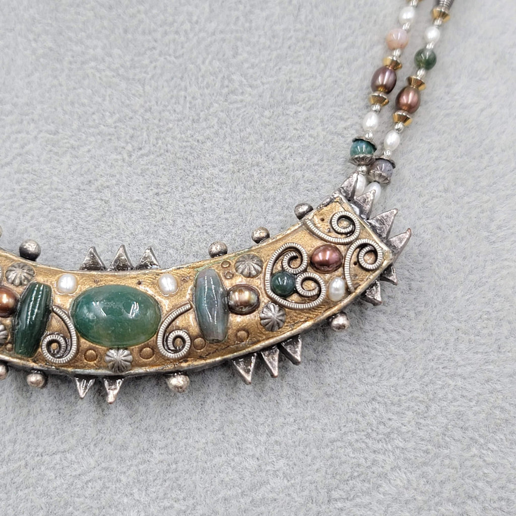 Ethnic Multi Stone Necklace Mixed Materials 18"-22"