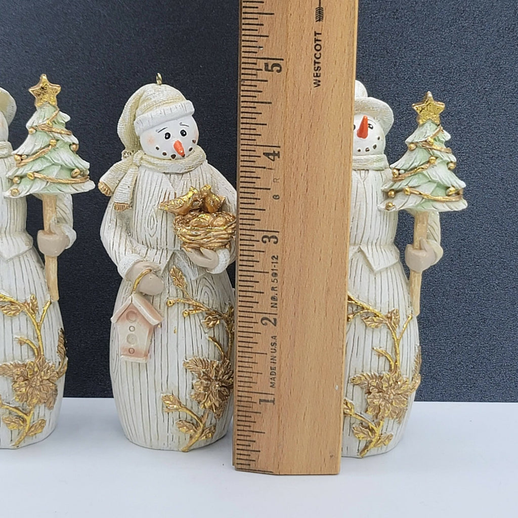 Resin Beach Snowman Christmas Ornaments Lot of 3 Birds Tree Lantern 4.5 in