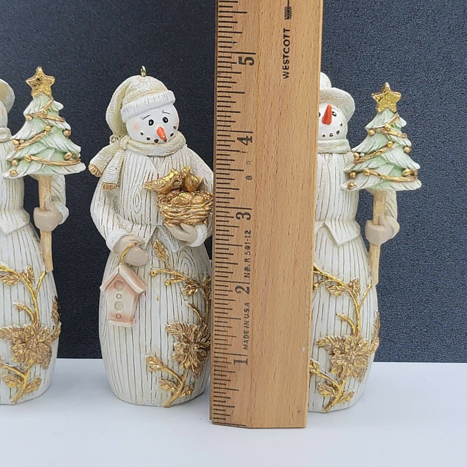 Resin Beach Snowman Christmas Ornaments Lot of 3 Birds Tree Lantern 4.5 in