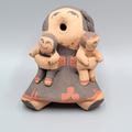 Jemez Pueblo Native American Storyteller Figure 2 Babies Signed AW 3.5 in