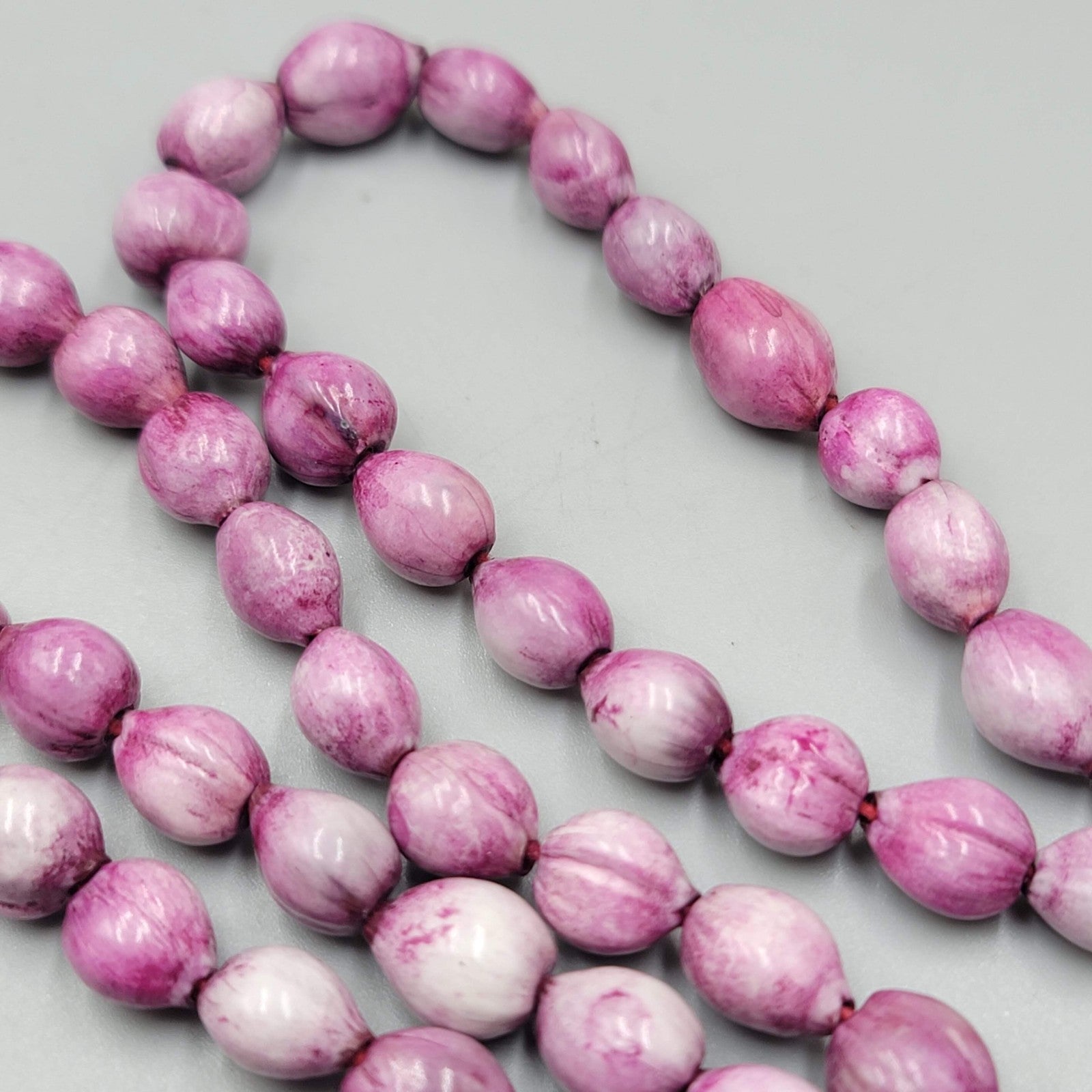 Jobs Tears Seed Beads Dyed Purple Hand Strung 50 in