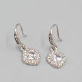 Pierced Earrings Silver tone Crystal Rhinestone Dangle  1/2"