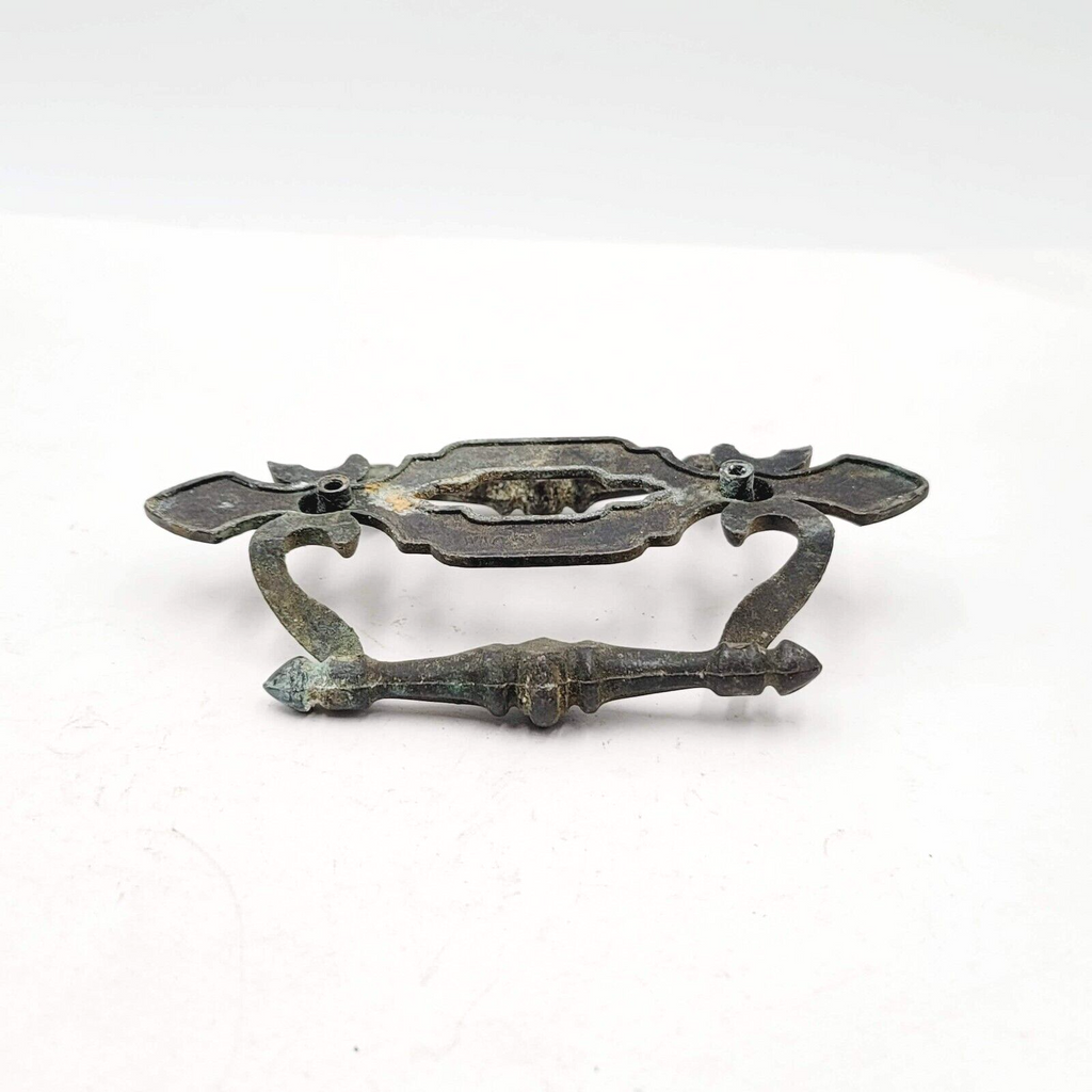 Vintage Gray Pot Metal Double Drawer Cabinet Pull 5 7/8" x 3 1/2"