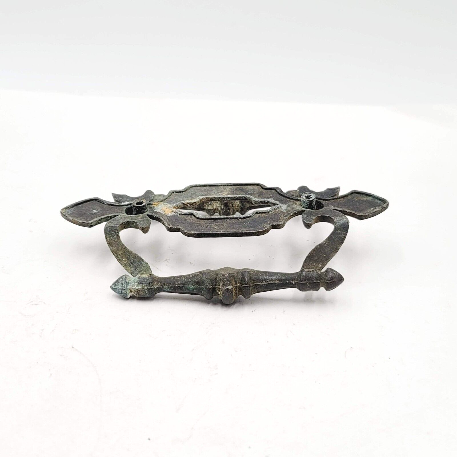Vintage Gray Pot Metal Double Drawer Cabinet Pull 5 7/8" x 3 1/2"