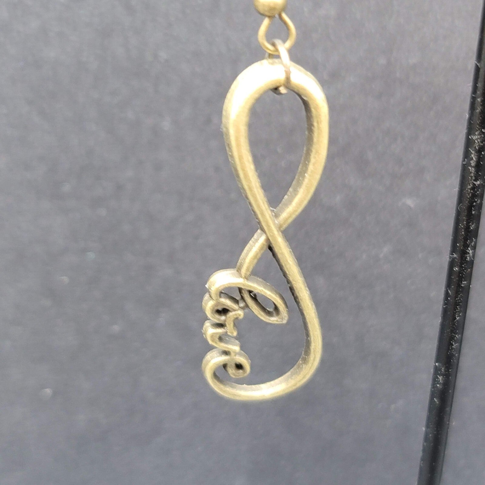 New Infinity Love Pierced Earrings Bronze tone Dangle Open Work 1.5"