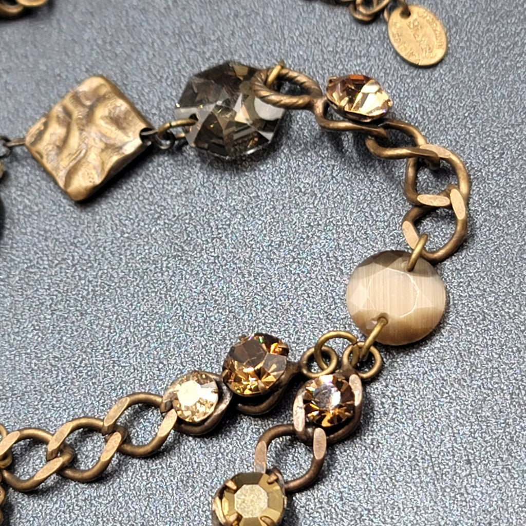 Creazioni Bianco Italy Bead Y Drop Necklace Bronze tone Chain 18-21" + Drop