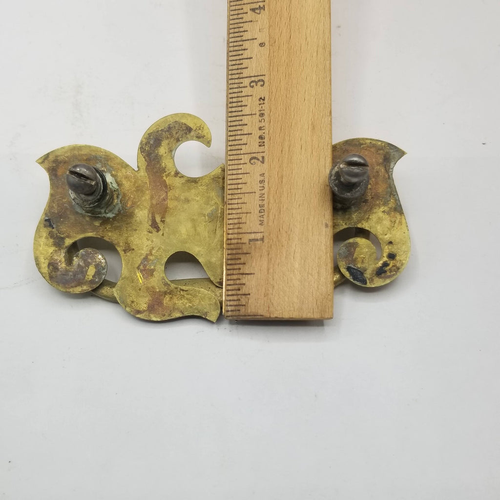 Lot of 4 Vtg Gold Metal Batwing Chippendale Style Drop Bail Drawer Pulls