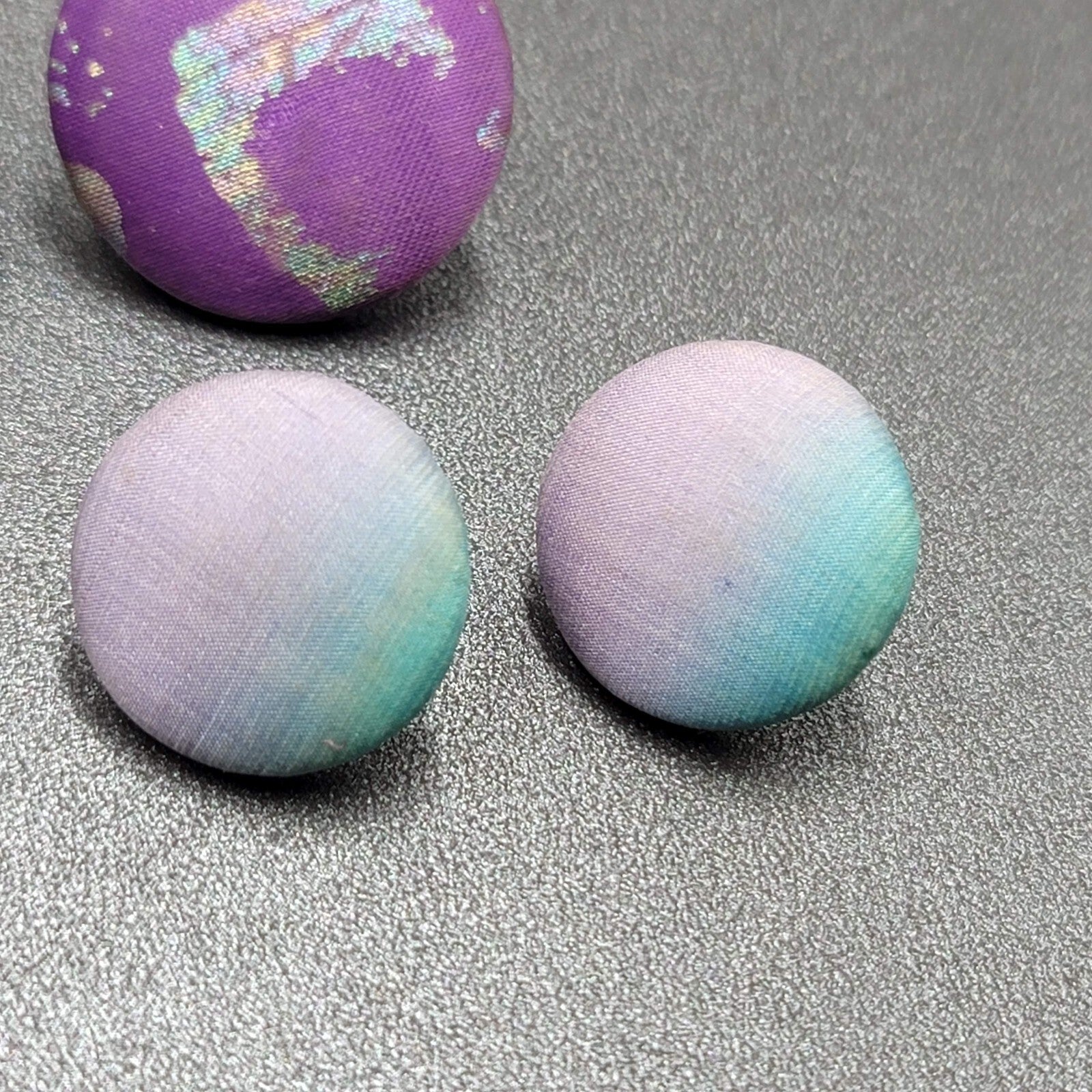 Lot of 3 Vintage Pierced Earrings Blue Purple Silk Wrapped Drop