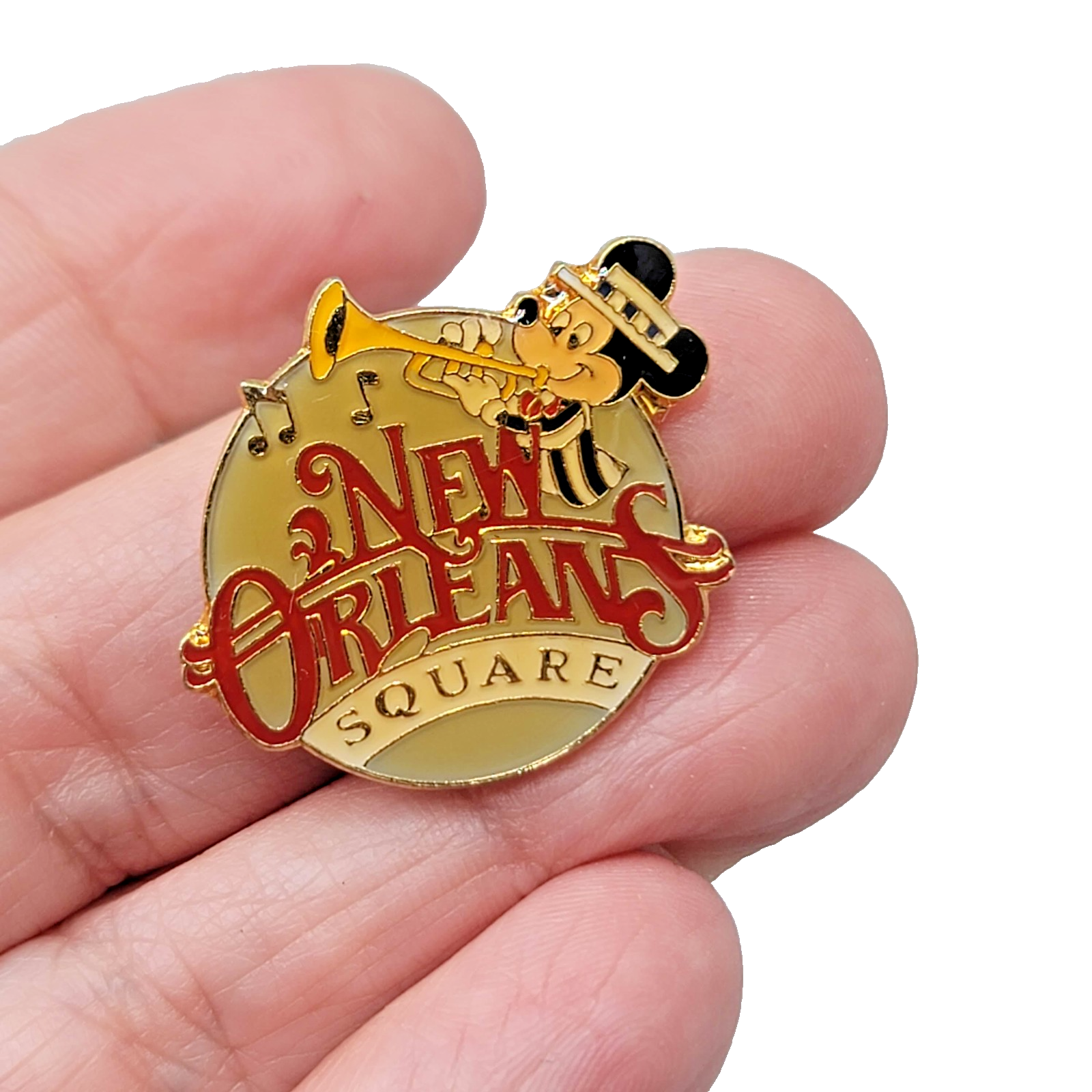 Vintage Disneyland New Orleans Square Mickey Mouse Trumpet Enamel Pin Taiwan