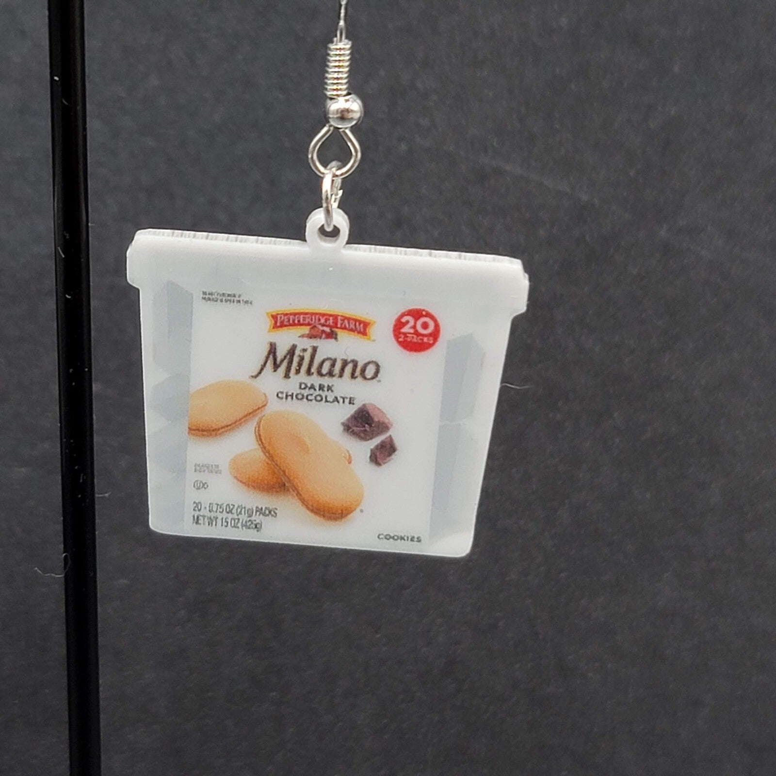 Pierced Earrings Milano Cookies Snack Novelty Fun Dangle  1"