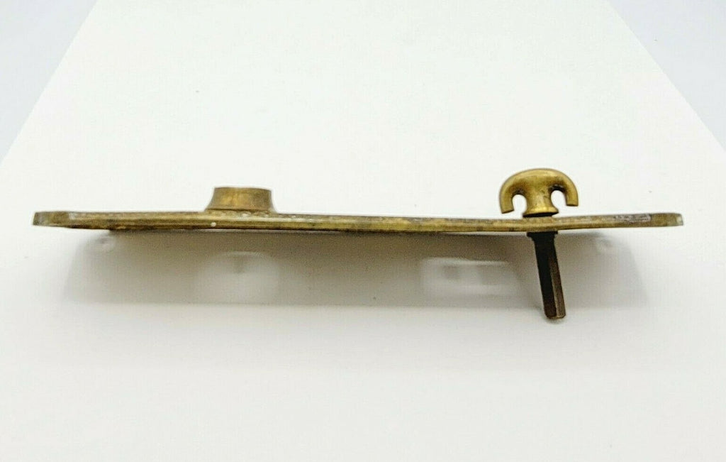 Antique MEDFORD Brass Doorknob Back Plate Thumb Lock 8" x 2 1/4"