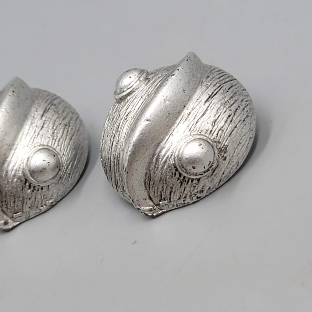 Vintage Large Dome Statement Clip on Earrings Silver tone 1 1/8"