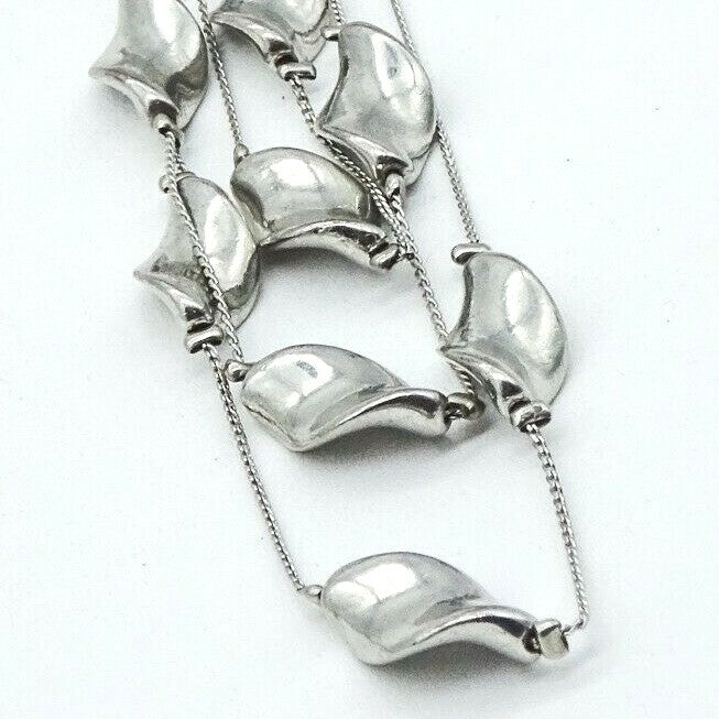 Silvertone Triple Strand Chain Necklace Statement 18"-20"