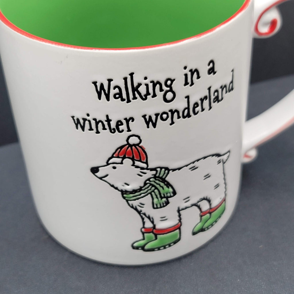 Spectrum Coffee Mug Embossed Walking in a Winter Wonderland Polar Bear Large