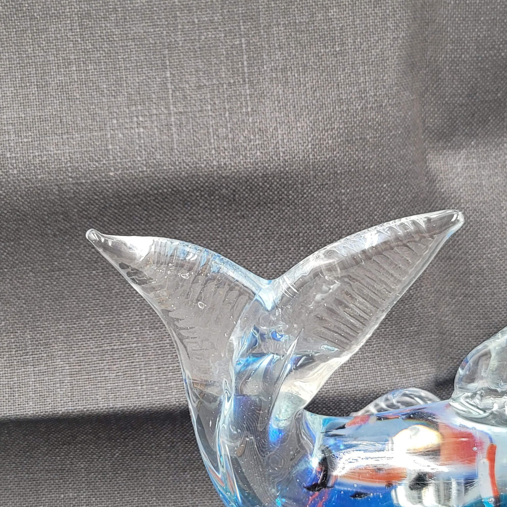 Multicolor Glass Fish Paperweight with Fish Inside Large Heavy 7"