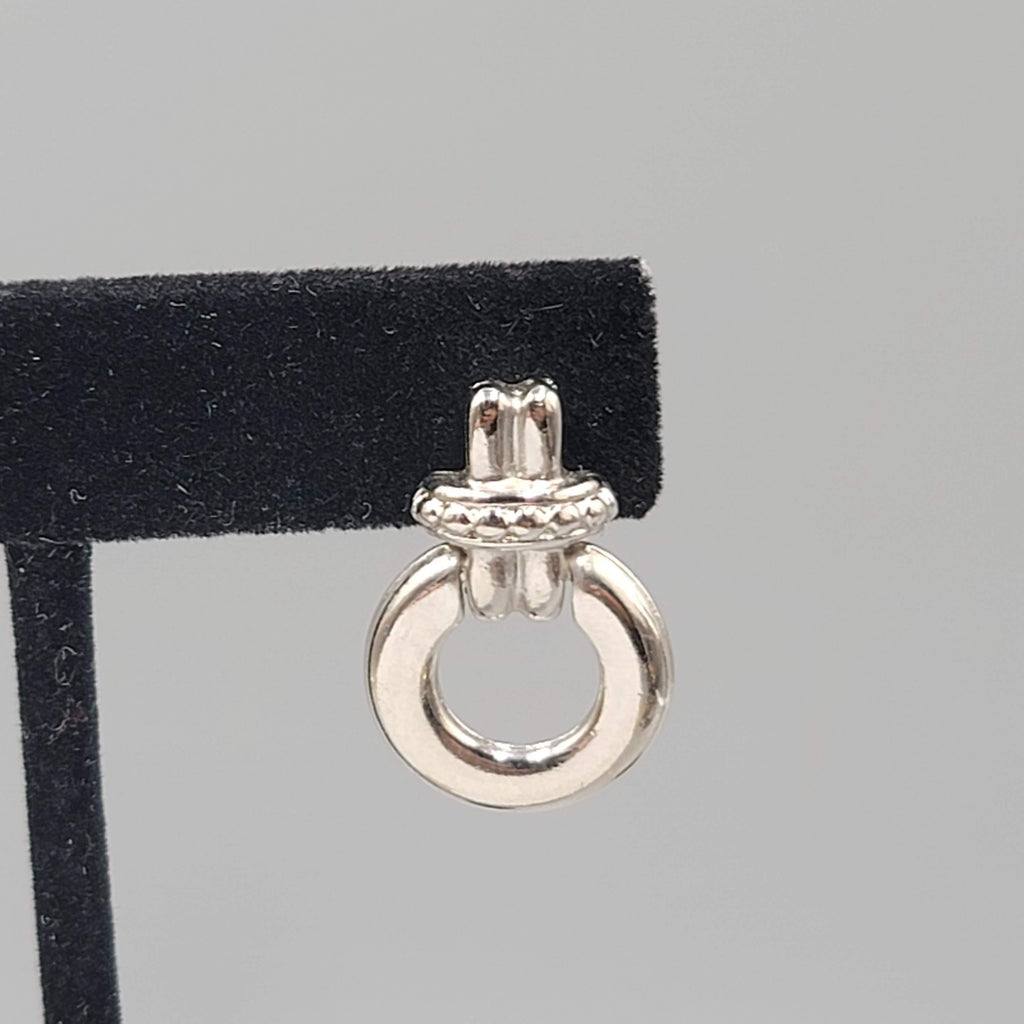Door Knocker Pierced Earrings Silver  Plated Drop 1 in