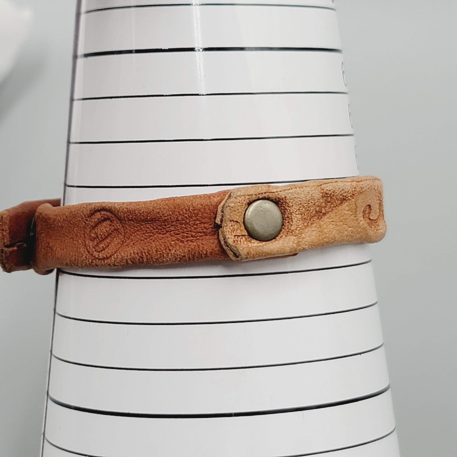 Handmade Leather Bracelet Adjustable Unisex Rustic Snap Closure Boho Jewelry Gif