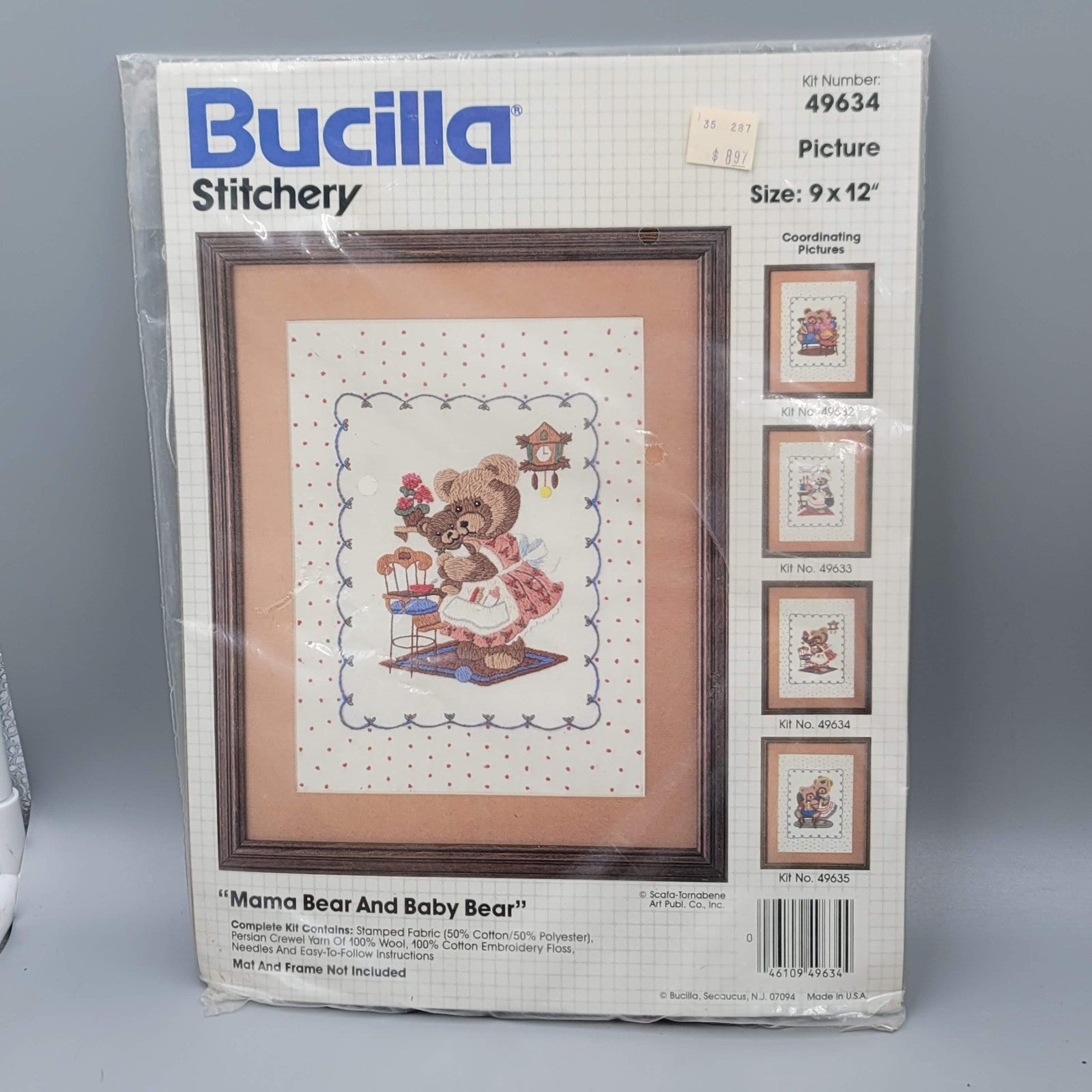 Bucilla Stitchery Kit 49634 Mama Bear Baby Bear Vintage Sealed