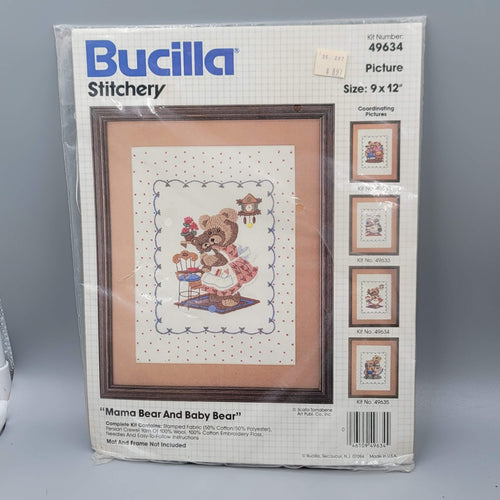 Bucilla Stitchery Kit 49634 Mama Bear Baby Bear Vintage Sealed