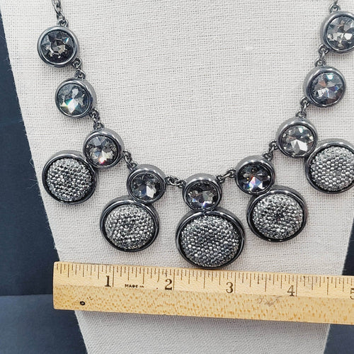 Dana Buchman Necklace Black Metal Rhinestone Statement Runway 18"-20"