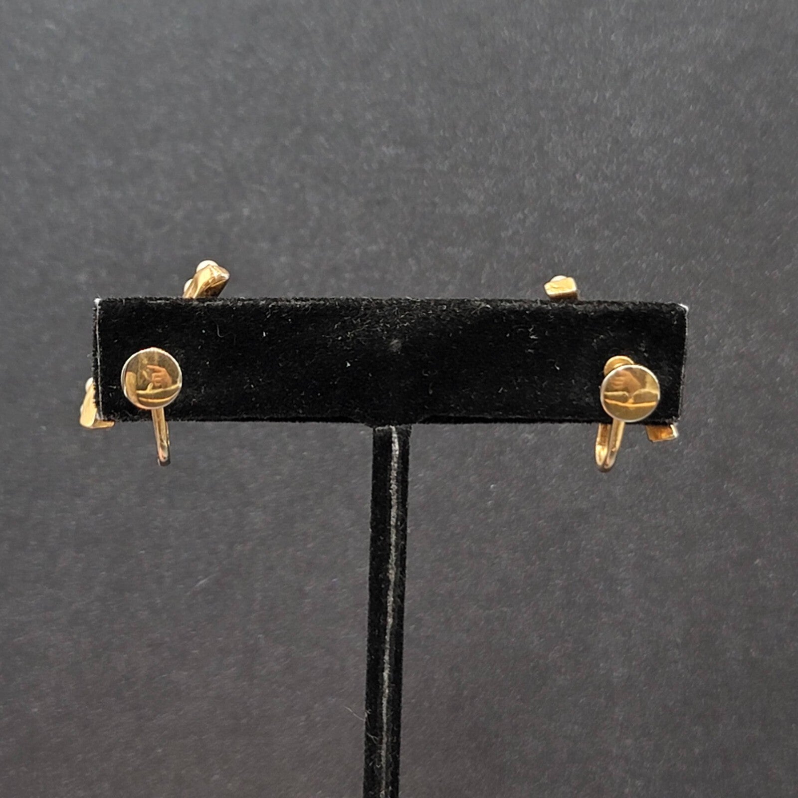 Vintage Clip on Earrings Gold tone Rhinestone Drop 7/8"