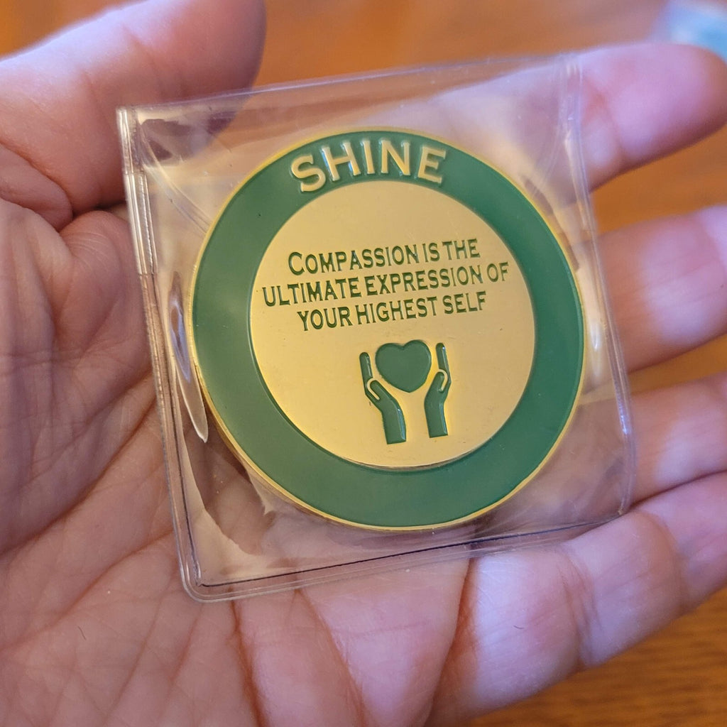 Please Forward Token Lot Coin Medal Gold tone Green Enamel Lot of 9 / 2"