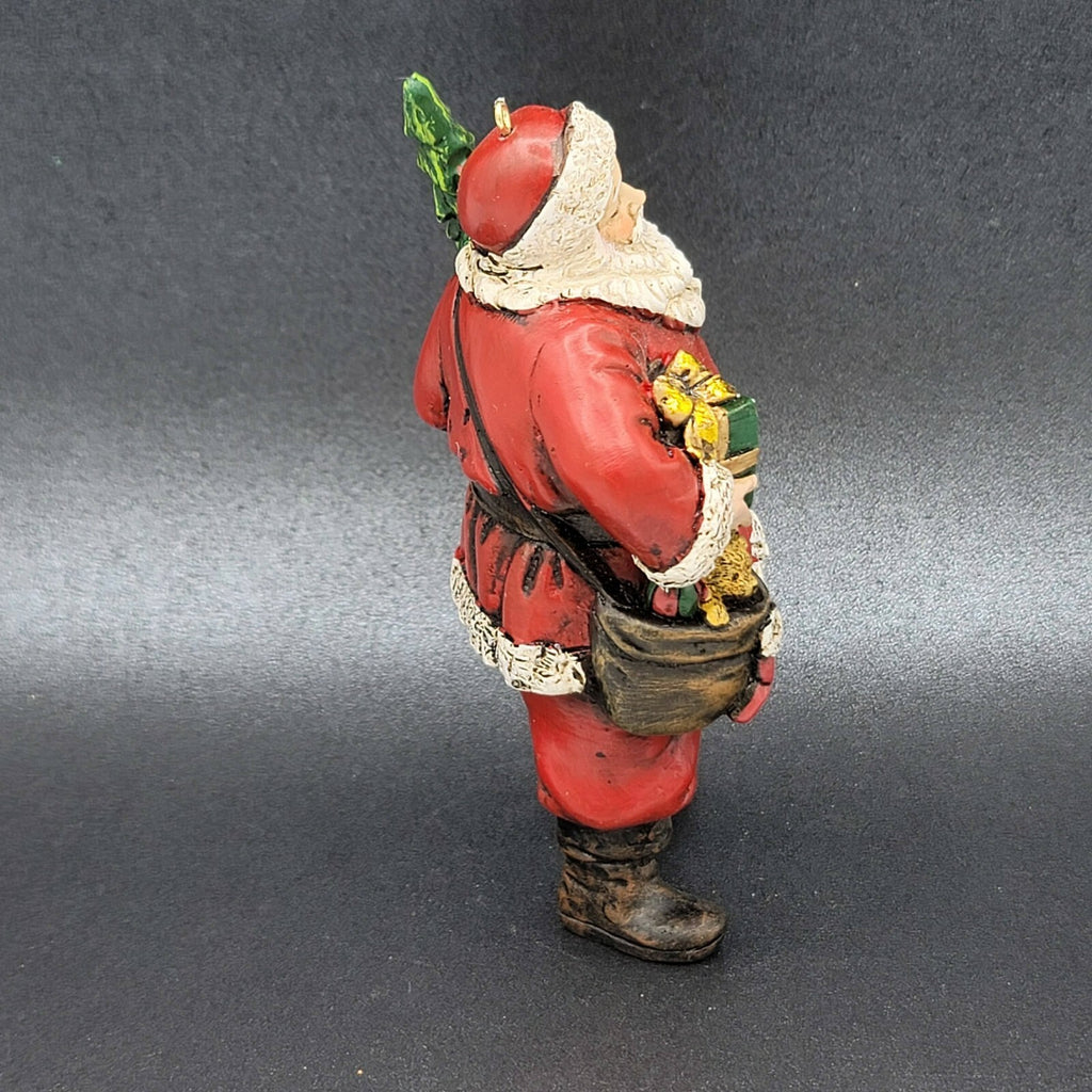 Lot of 3 Santa Claus Resin Christmas Tree Ornament 4.5" Presents Teddy Bear