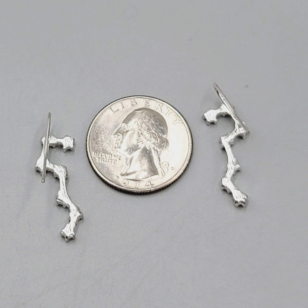 Constellation Rhinestone Pierced Earrings Silver tone Drop 1"