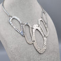 Statement Bib Hammered Silver tone Necklace 14"-18"