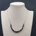 Swarovski Necklace Black Rivioli Crystal Bead Silver Plated Signed 16"-18"