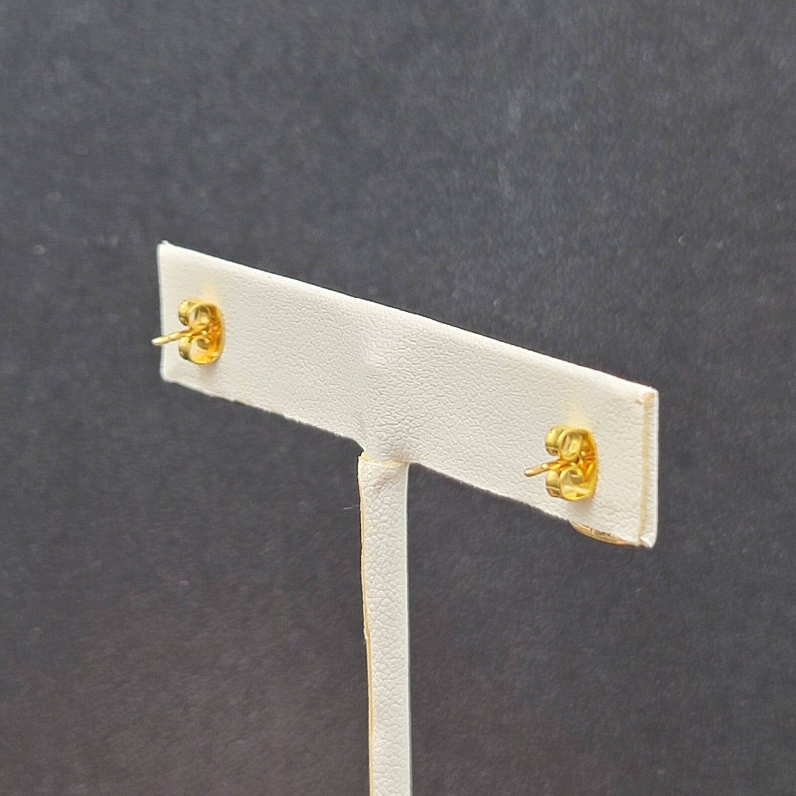 Vintage Pierced Earrings Gold Plated Black Enamel Rectangle Studs 1/2"