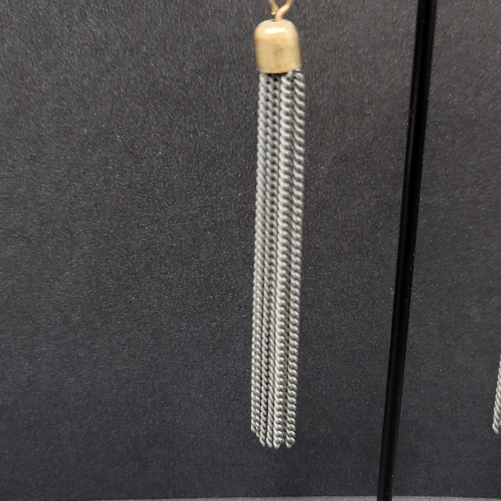 Pierced Earrings Gold tone Gray Multi Dangle Chains 2.75"