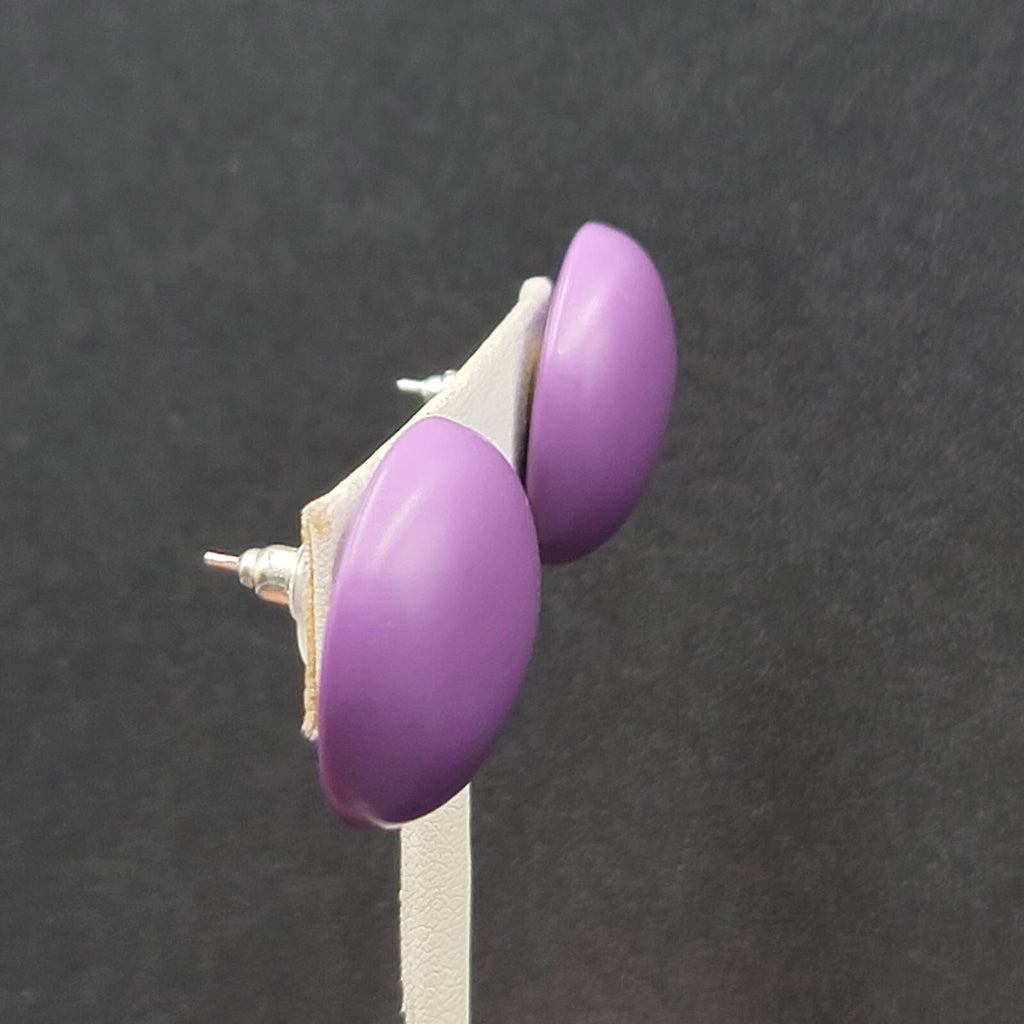 Vintage Pierced Earrings Purple Domed Studs Estate Costume Jewelry 1"