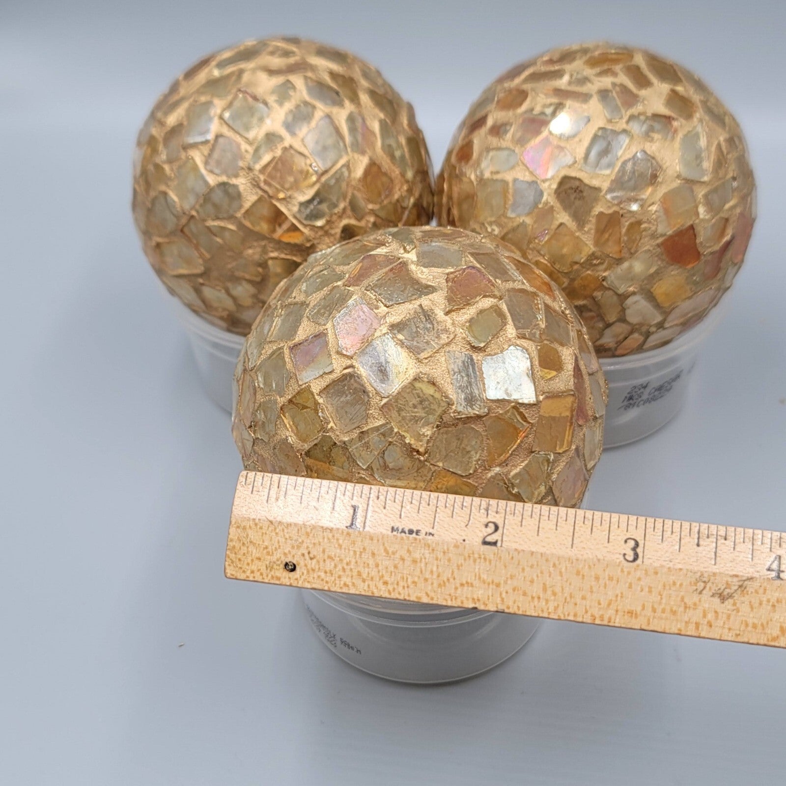 Vintage Lot of 3 Glass Kugel Style Mosaic Christmas Tree Ornament 3 in