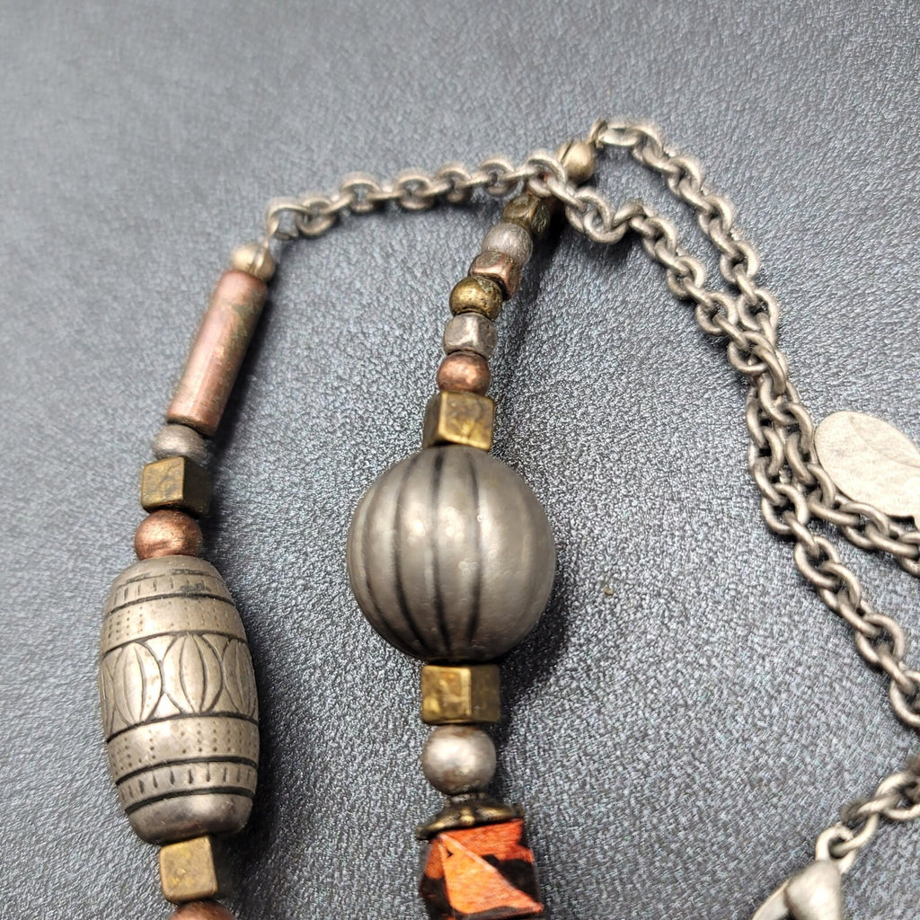 Artisan Necklace Handmade Multicolor Multi Material Pendant Unique 16"-19"