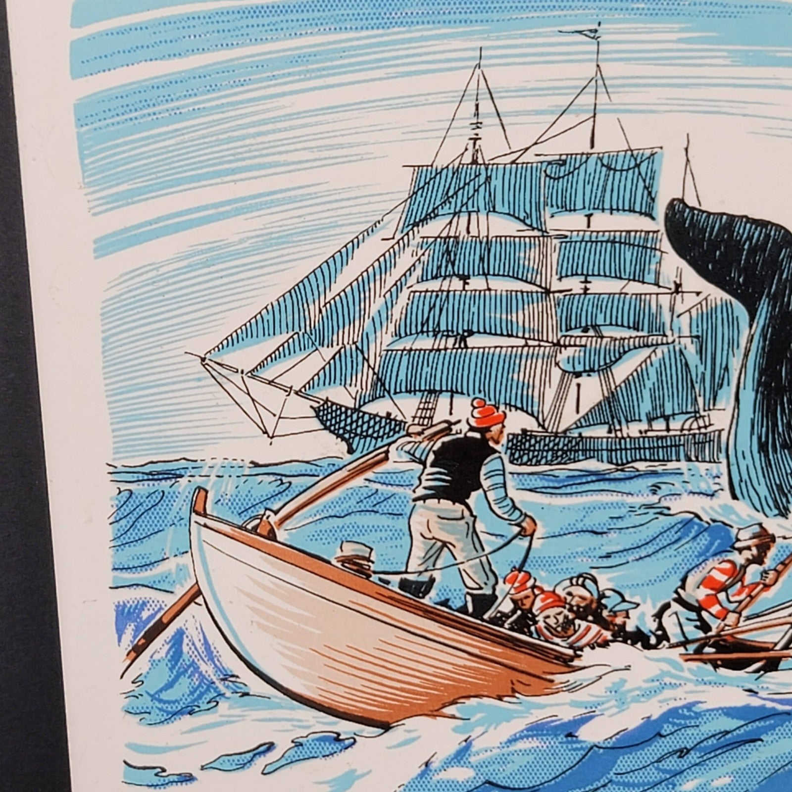Vintage Decorative Ceramic Tile Fishing Whaling Theme Screencraft 6x6