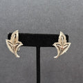 Vintage Clip on Earrings Textured Silver tone Leaves Leaf 1 1/8"