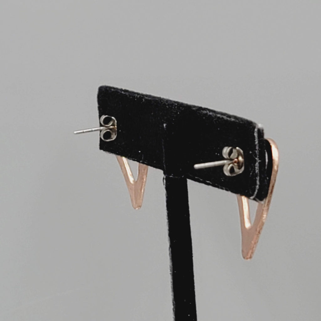 Heart Pierced Earrings Rose Gold tone Drop 7/8"