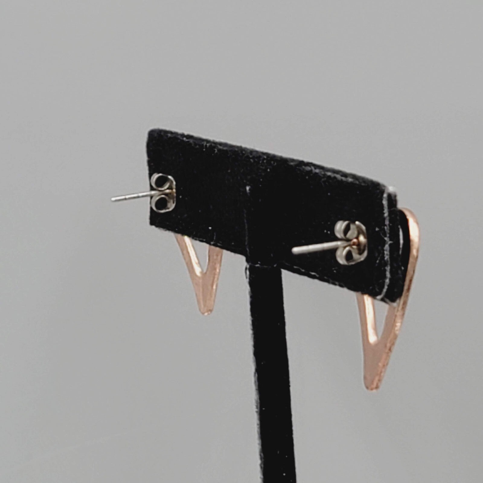 Heart Pierced Earrings Rose Gold tone Drop 7/8"