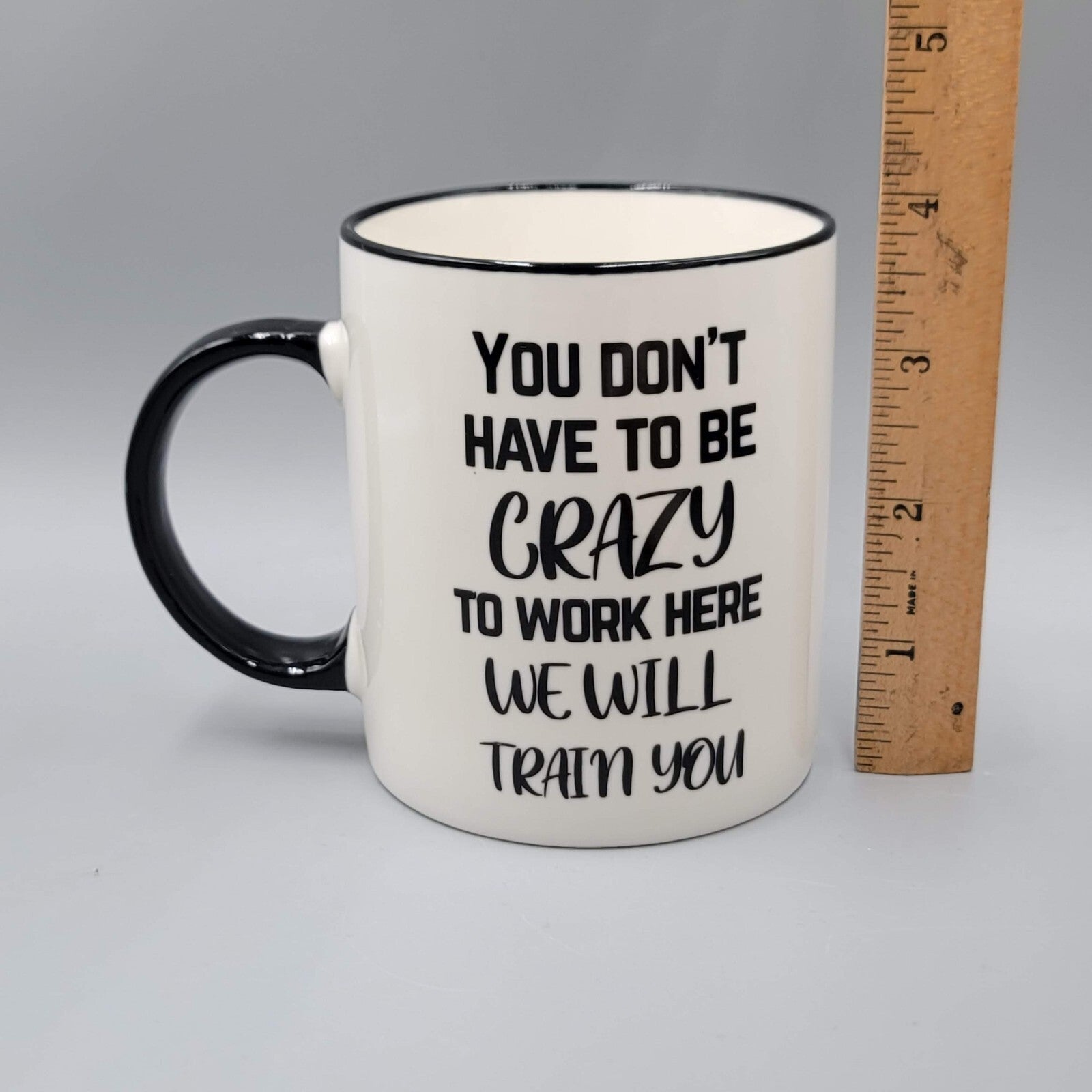 Mecal Funny Work Coffee Mug Black White Crazy Ceramic