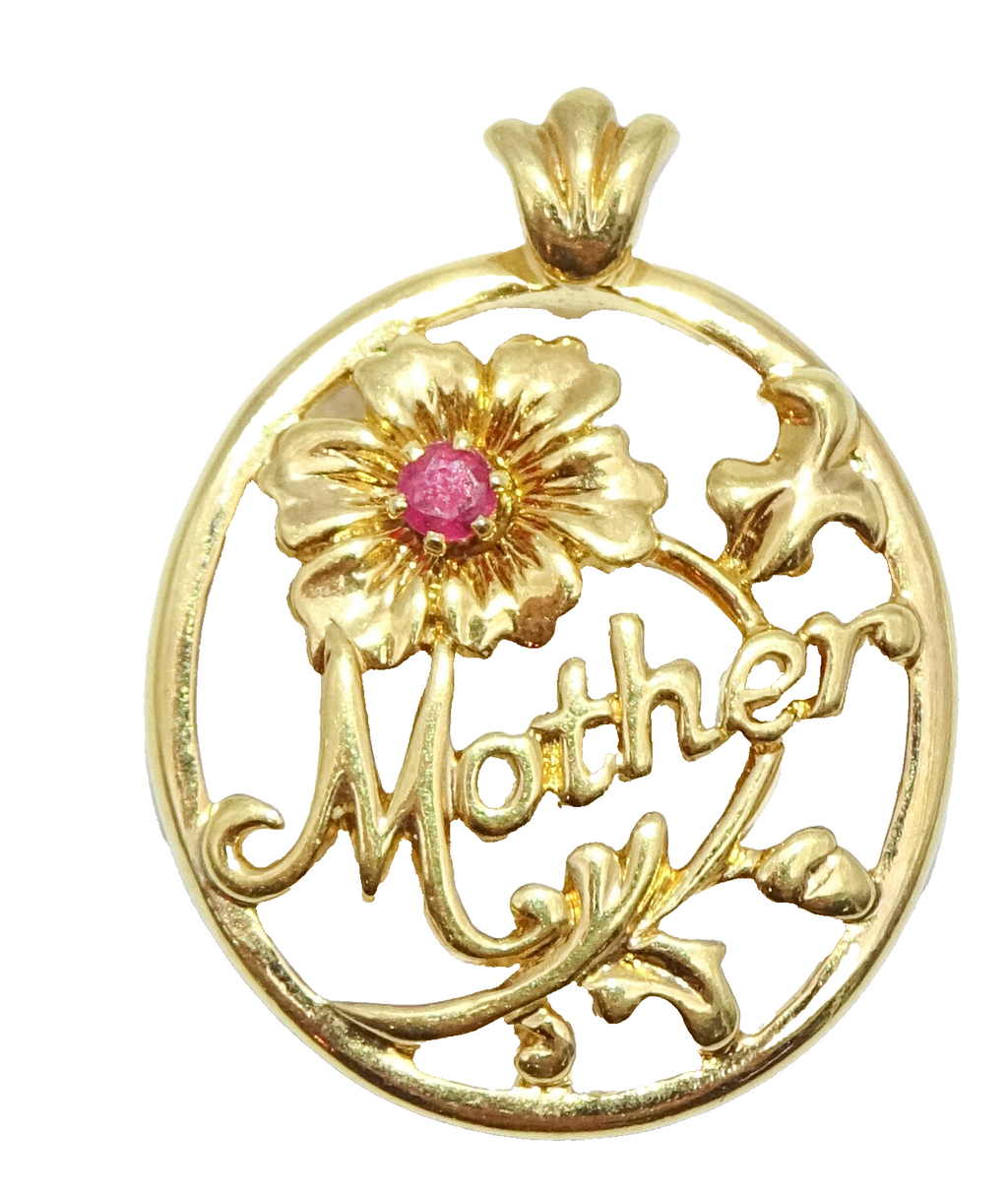 Avon Mother's Day Pendant Only Pink Stone Necklace 1.25 in October Birthstone