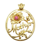 Avon Mother's Day Pendant Only Pink Stone Necklace 1.25 in October Birthstone