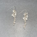 Pierced Earrings Silver tone Clear Bead Cluster Dangle 2.25"