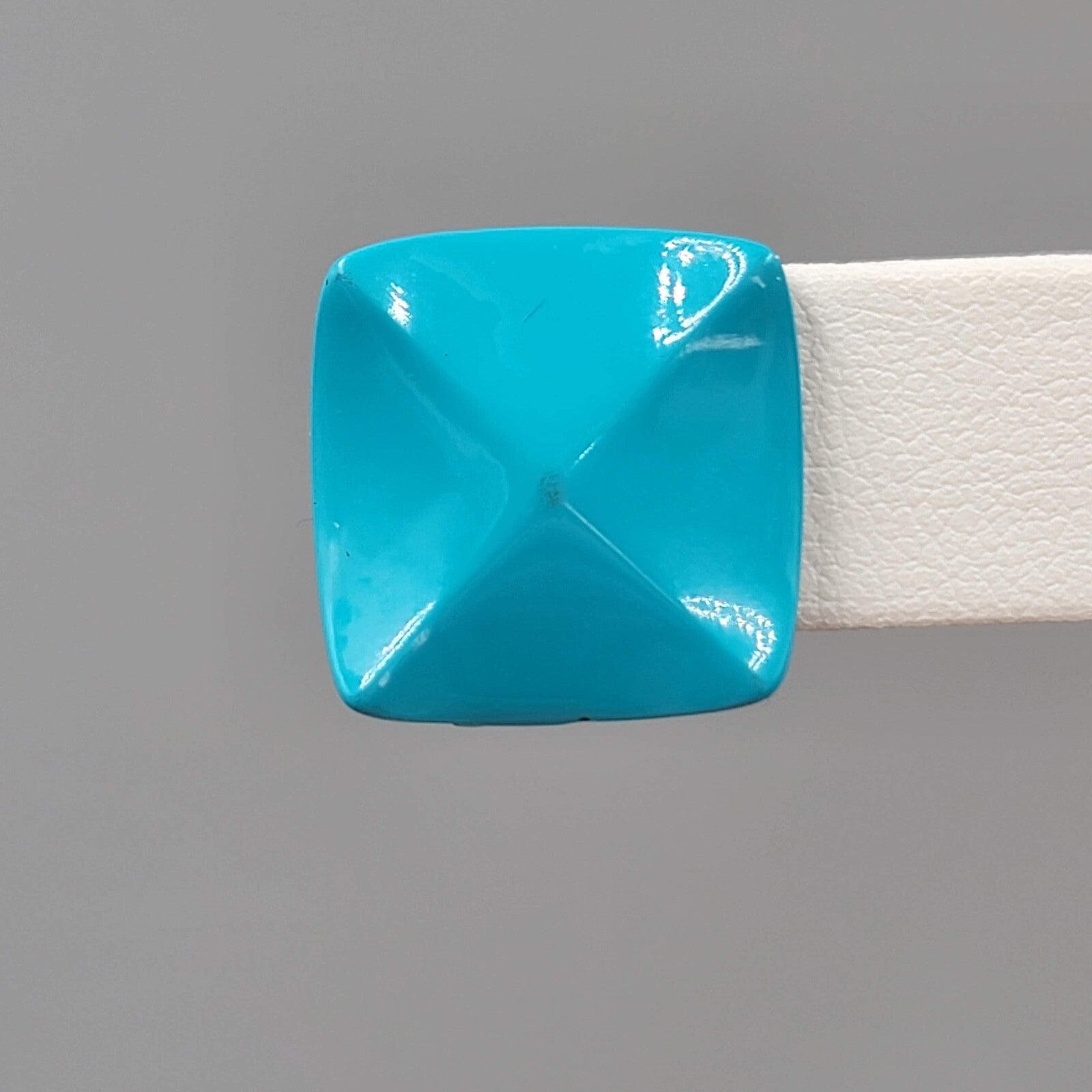 Vintage Blue Beveled Square Pierced Earrings 3/4"