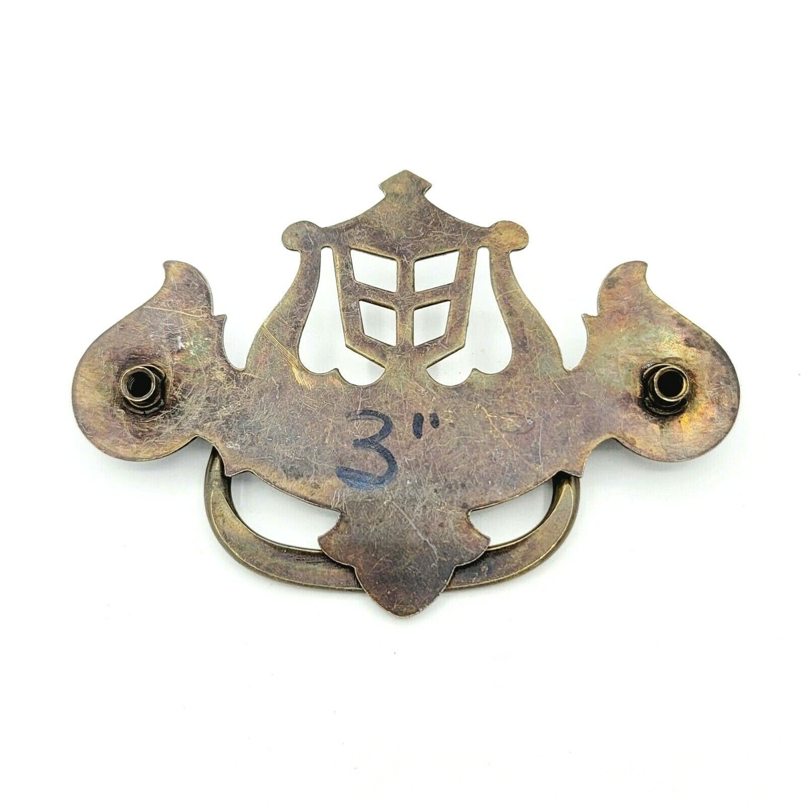 Vintage Steel Drawer Pull Bronze tone Salvage Hardware SINGLE ONLY 3" 0030