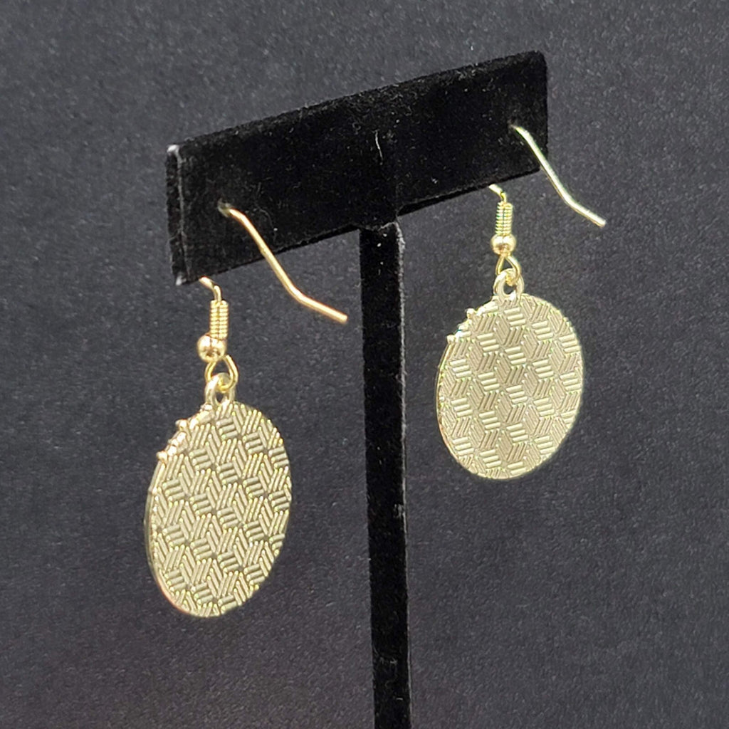 Pierced Earrings Gold tone Enamel Black Cat White Cat Sun Moon Dangle 1"