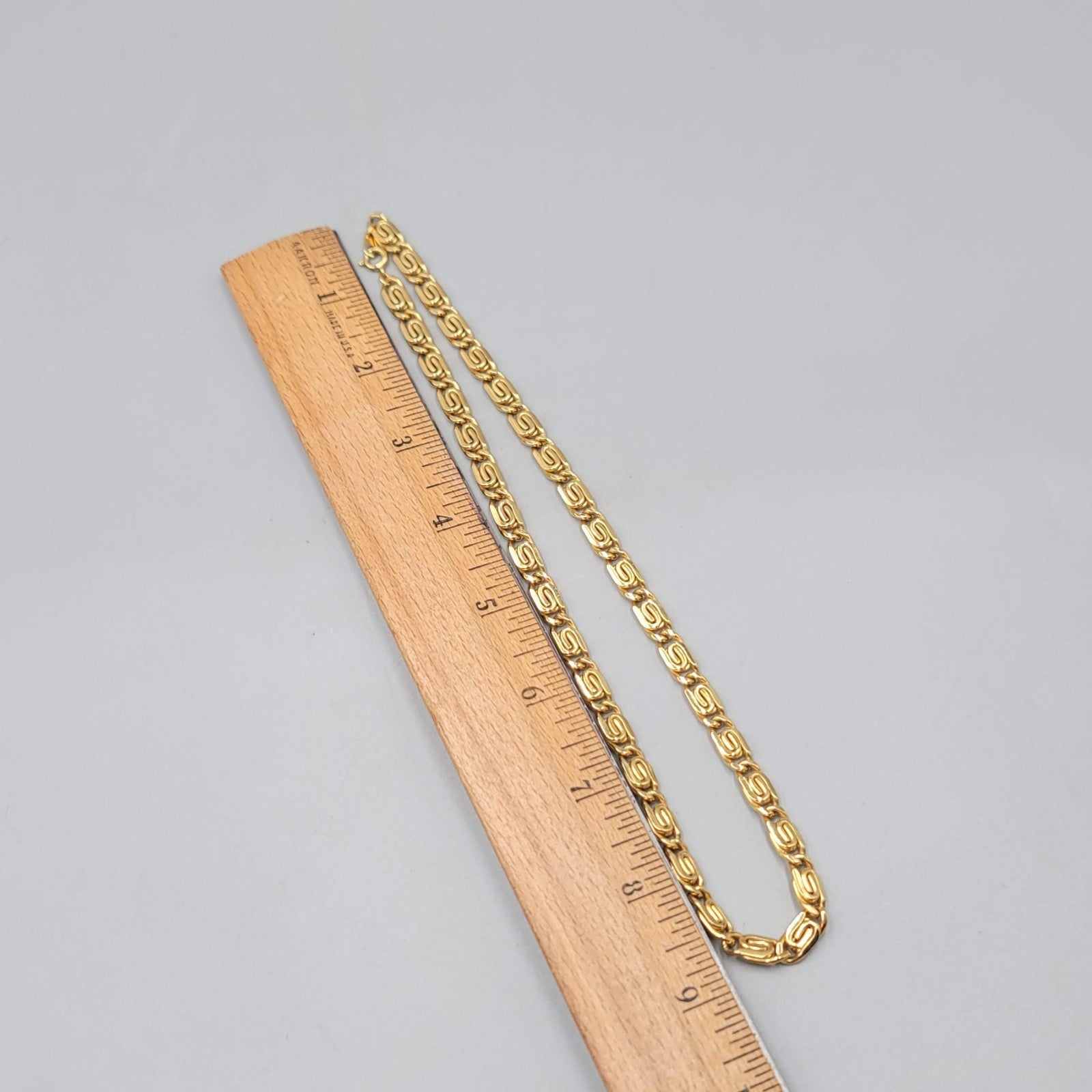 Vintage Scroll Chain Necklace Gold Plated 1/4 " wide 18" Long