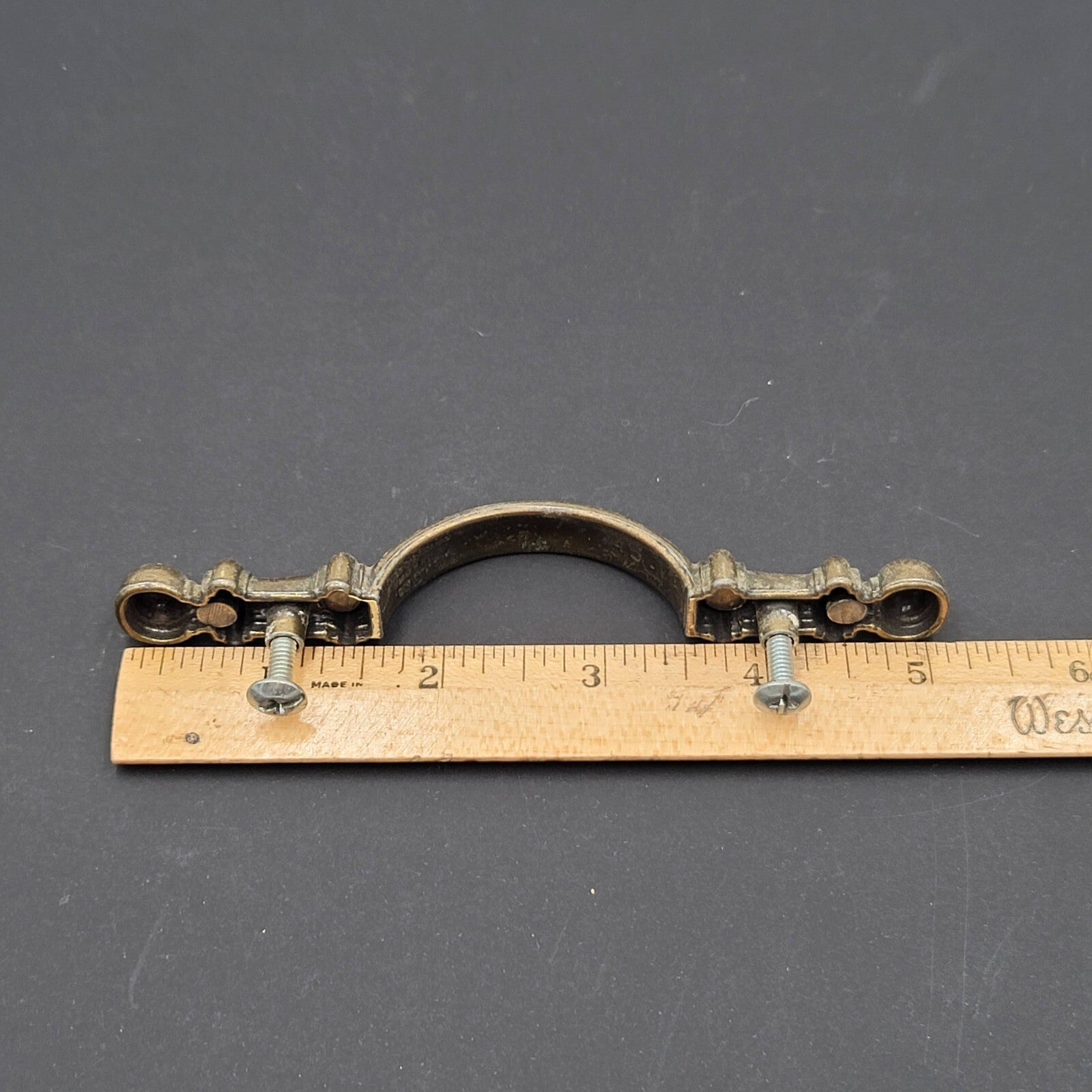 Vintage Brass Drawer Pull Salvage Hardware 3" H0172