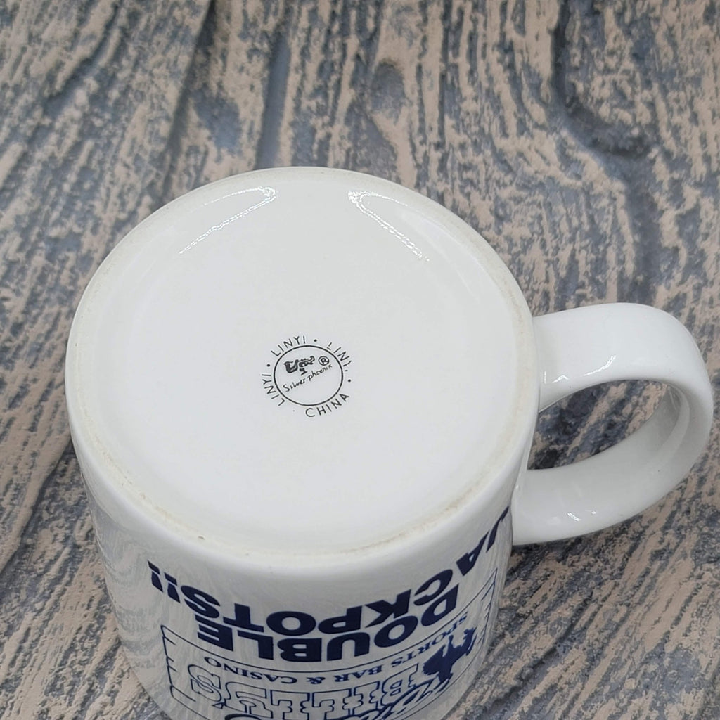 Bronco Billy's Sports Bar & Casino Ceramic Coffee Mug White Blue